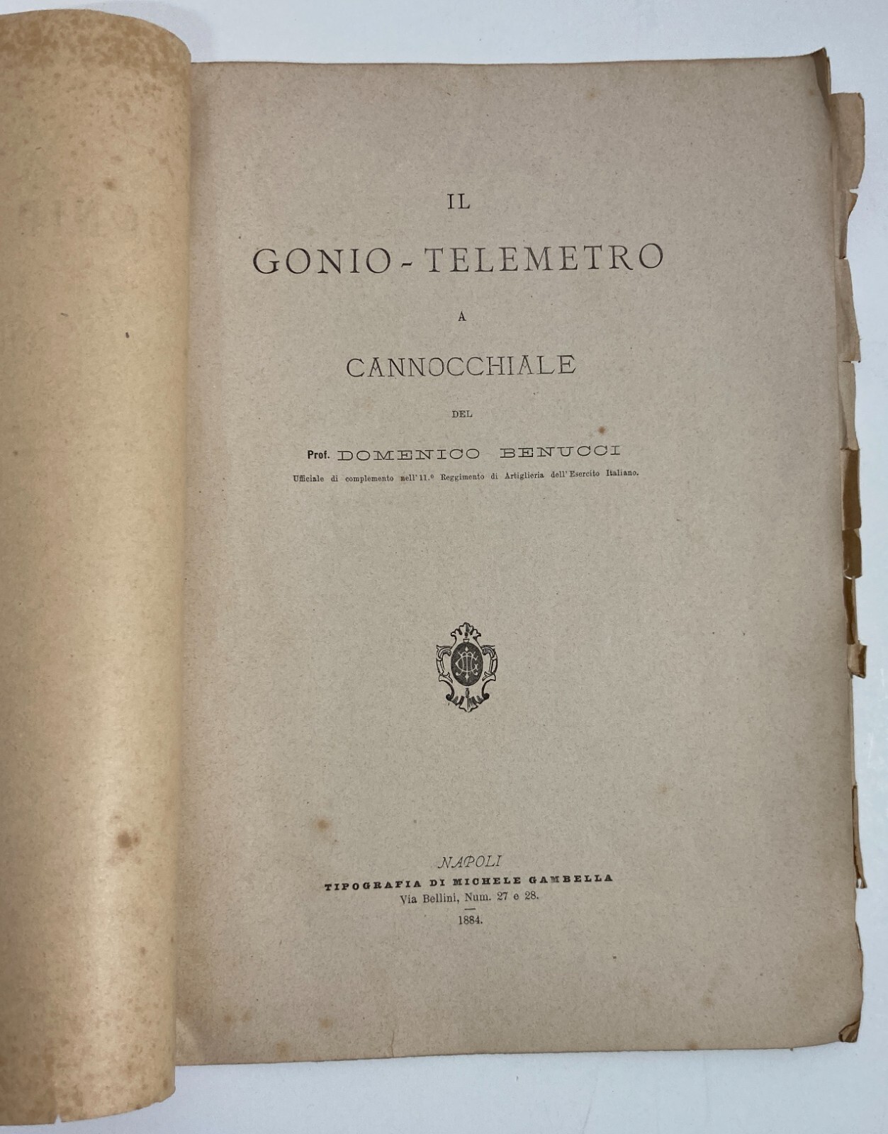 Il Gonio Telemetro A Cannocchiale Di Domenico Benucci. Napoli, 1884.
