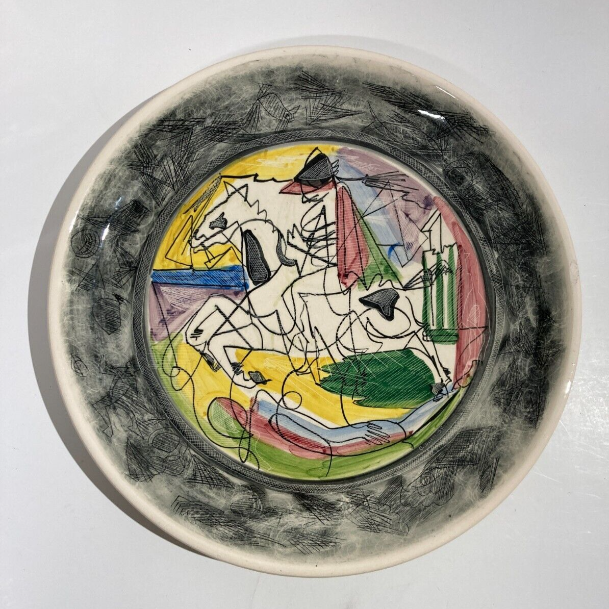 Piatto Decorativo Figurato Marmaca, San Marino, Figura A Cavallo