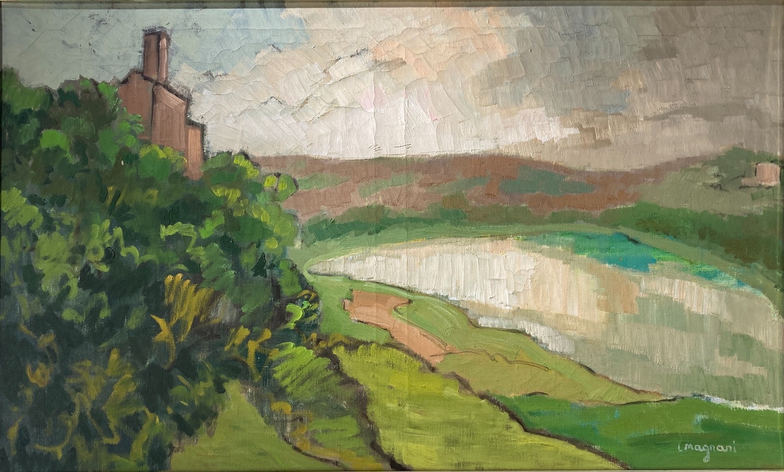 Paesaggio Laziale, Nemi   Veduta Paesaggistica   Dipinto Di L. Magnani