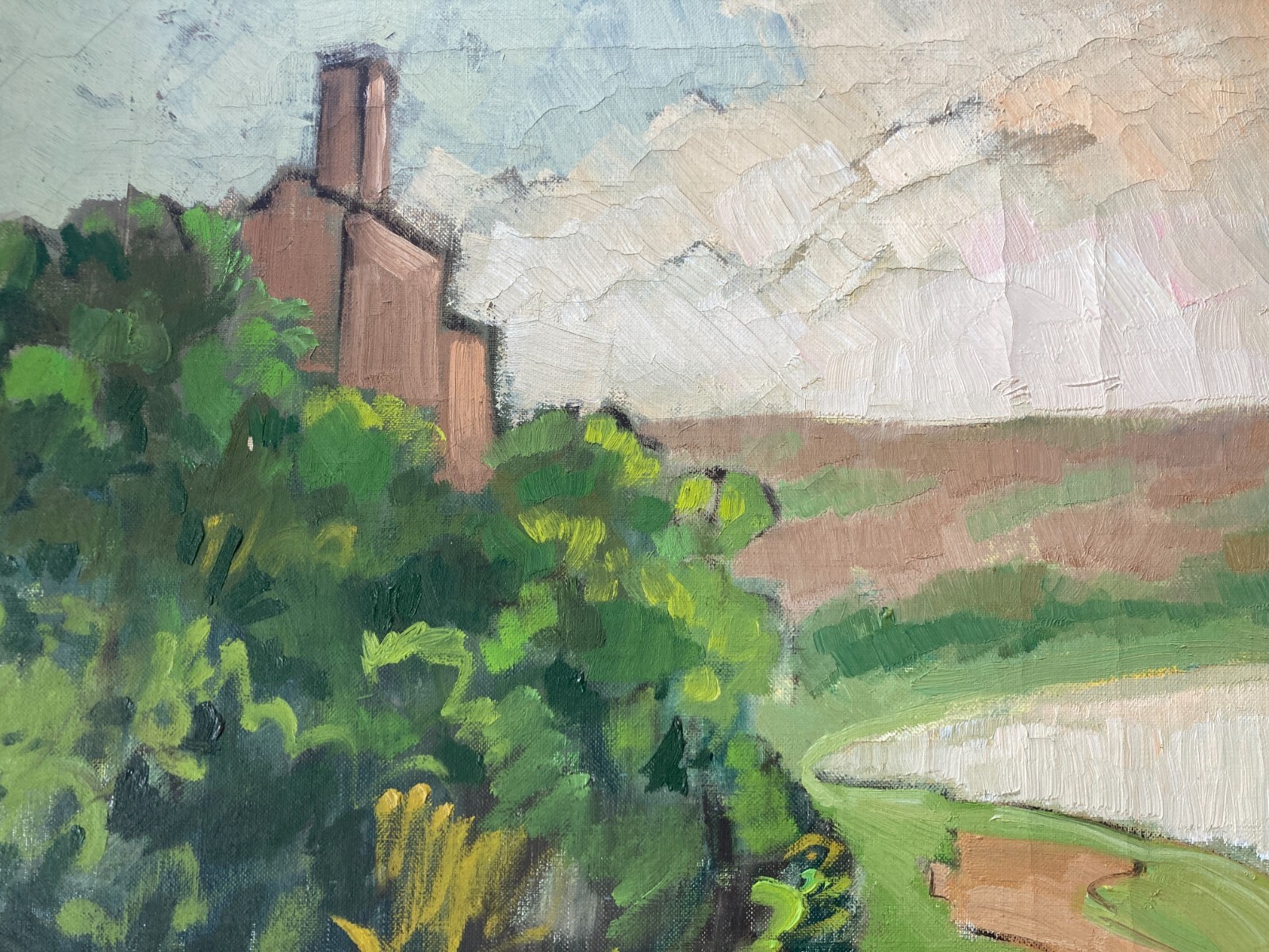 Paesaggio Laziale, Nemi   Veduta Paesaggistica   Dipinto Di L. Magnani