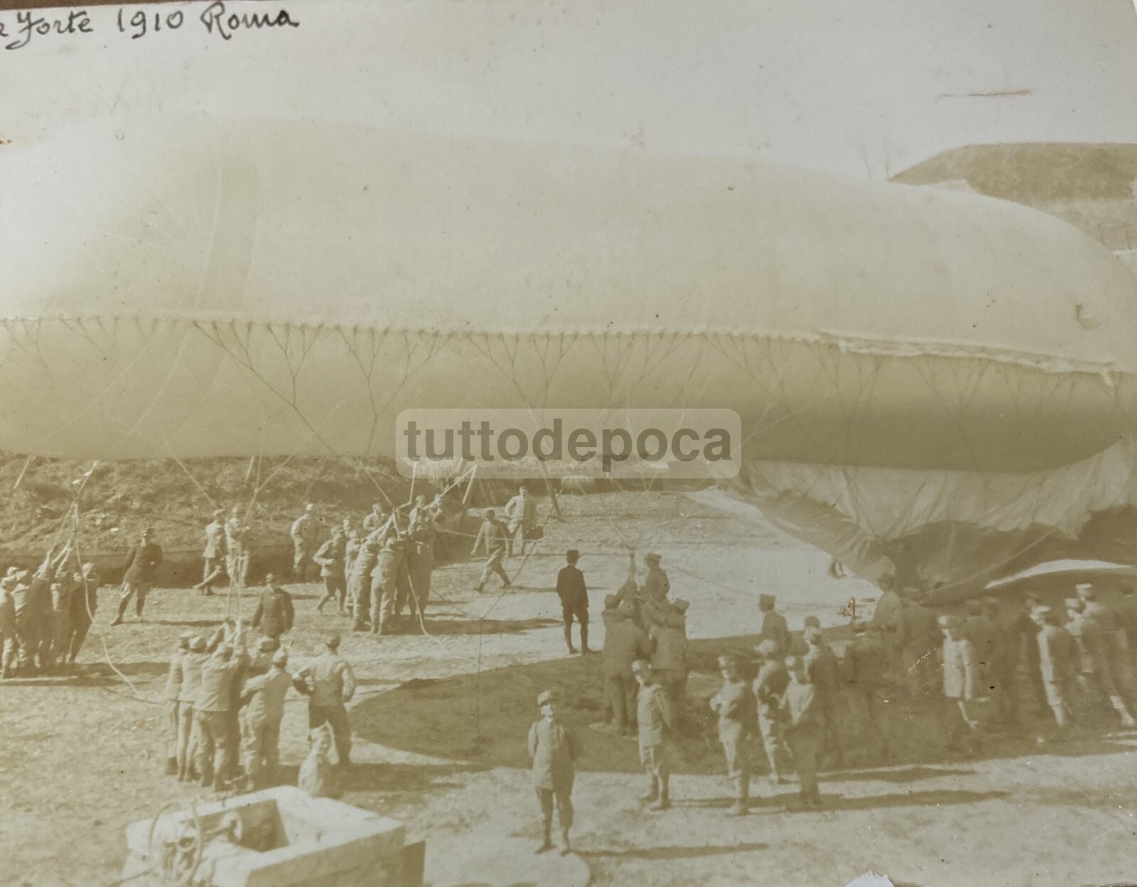 Militaria, Aerostatica, Pallone Frenato, Roma, Forte Trionfale, 1910, Foto Originale