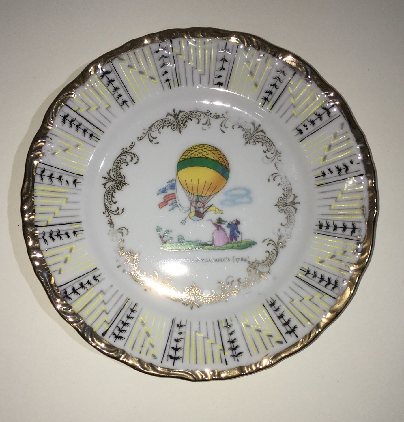 Volo: Palloni Aerostatici E Mongolfiere. Piatto Decorativo Commemorativo Di Lunardi (1784)