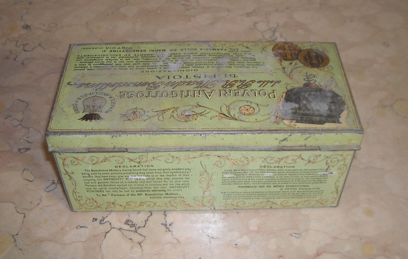 Scatola Pubblicitaria Farmacia: Polveri Antigottose Delle Madri Benedettine Di Pistoia