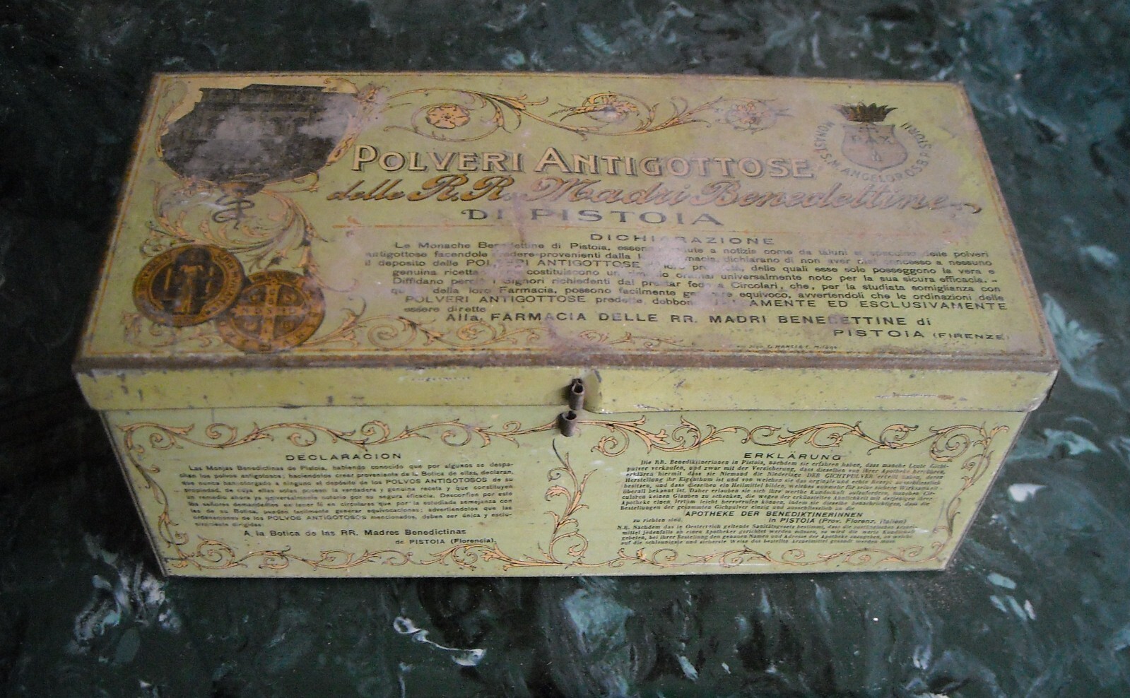 Scatola Pubblicitaria Farmacia: Polveri Antigottose Delle Madri Benedettine Di Pistoia