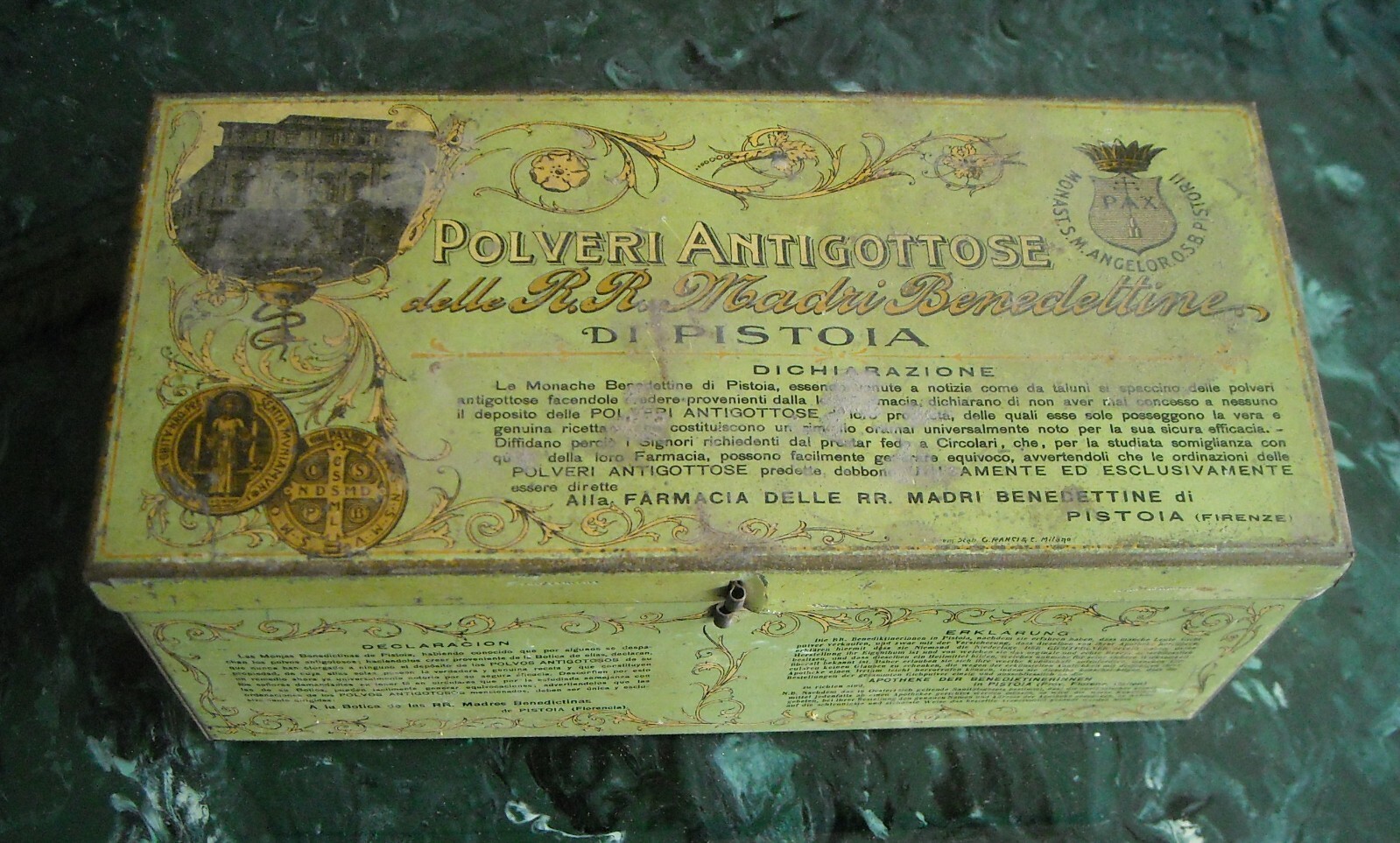 Scatola Pubblicitaria Farmacia: Polveri Antigottose Delle Madri Benedettine Di Pistoia