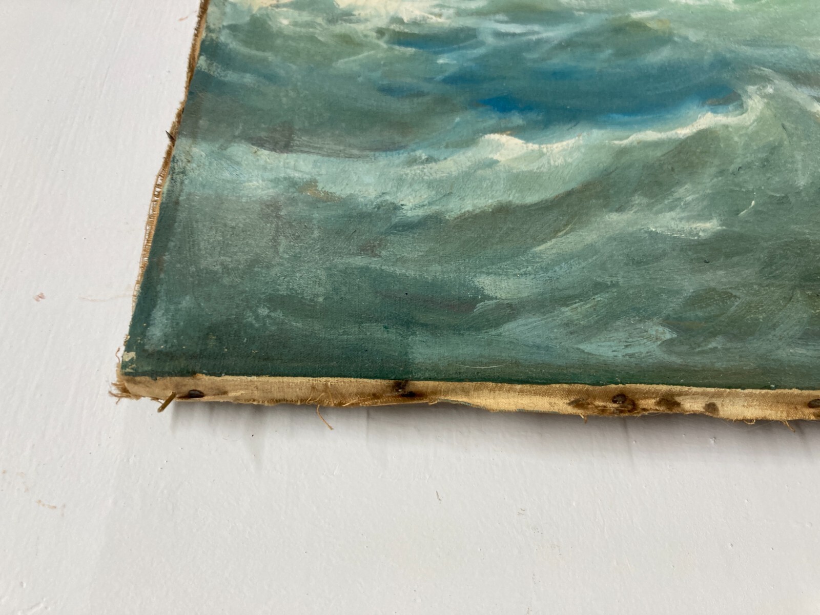 Arte Decorativa Del '900: Grande Dipinto Originale, Marina Panoramica Di Giuseppe Caselli