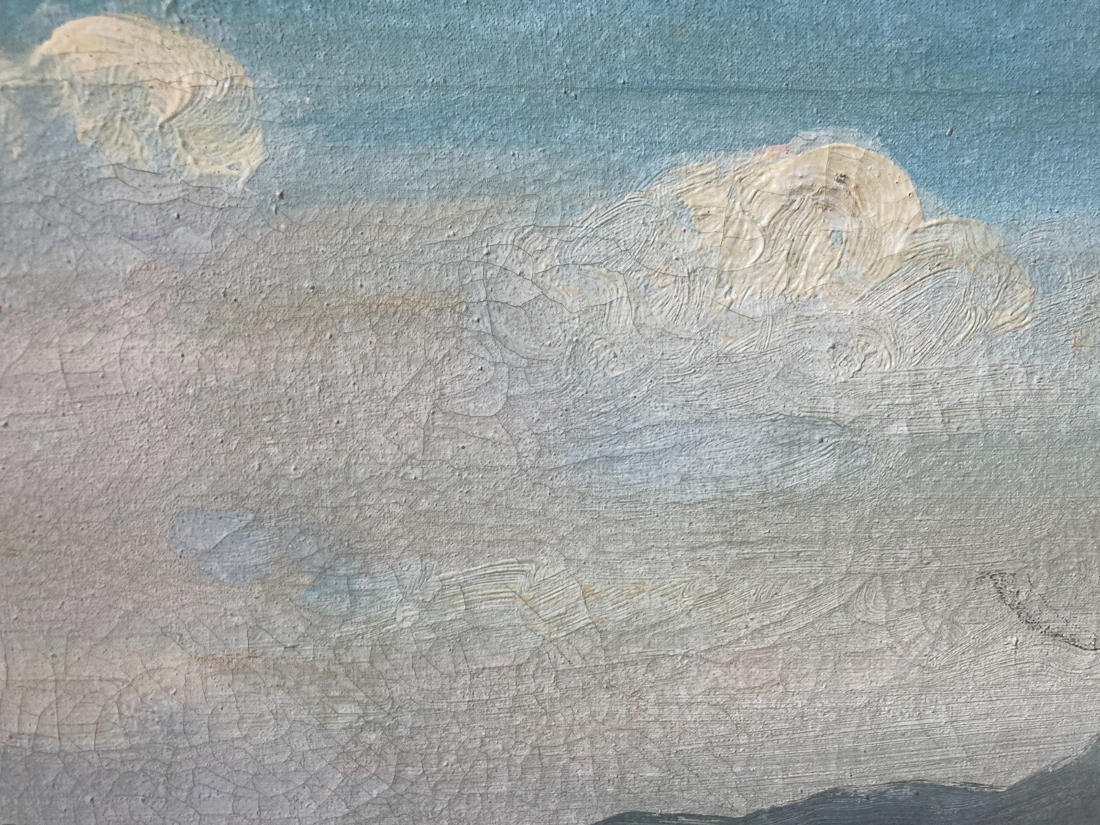 Arte Decorativa Del '900: Grande Dipinto Originale, Marina Panoramica Di Giuseppe Caselli