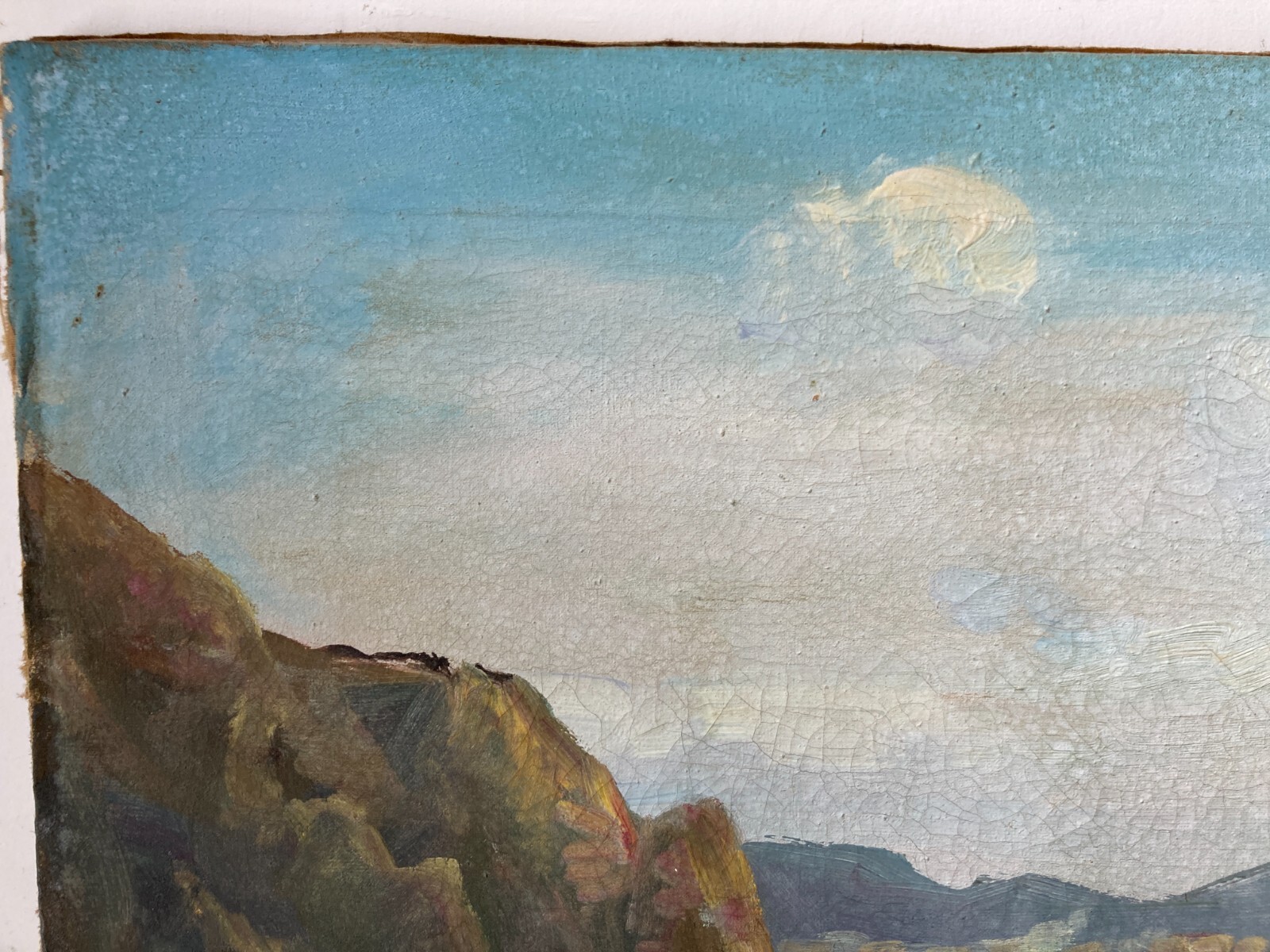 Arte Decorativa Del '900: Grande Dipinto Originale, Marina Panoramica Di Giuseppe Caselli