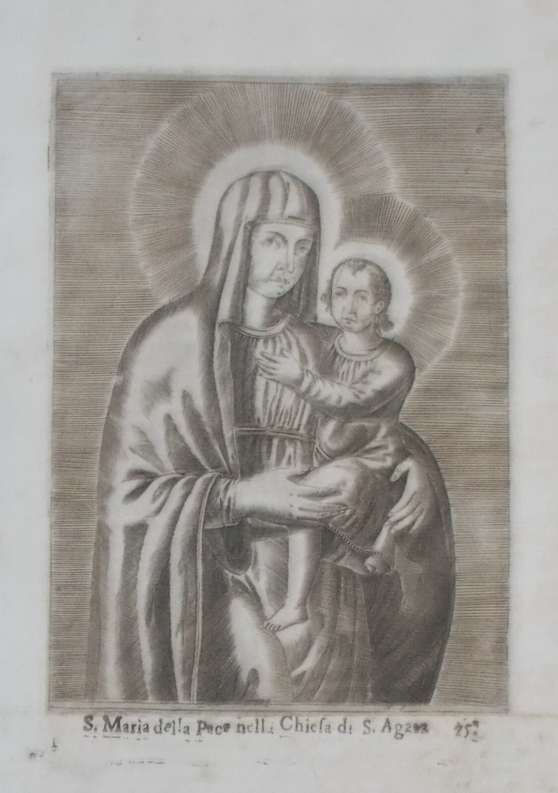 Antica Stampa Popolare Devozionale   Iconografia Della Madonna Della Pace   Sicilia