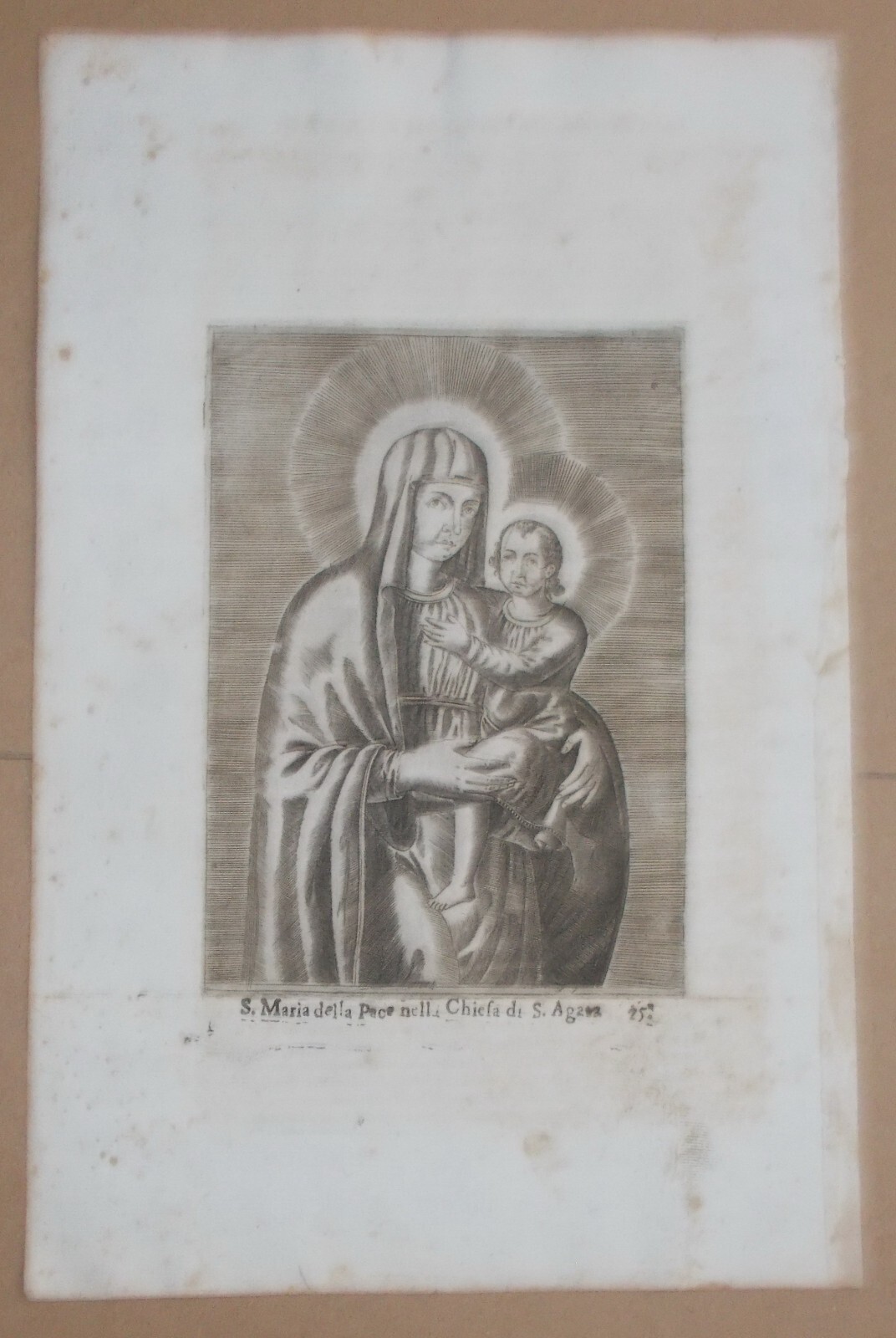 Antica Stampa Popolare Devozionale   Iconografia Della Madonna Della Pace   Sicilia