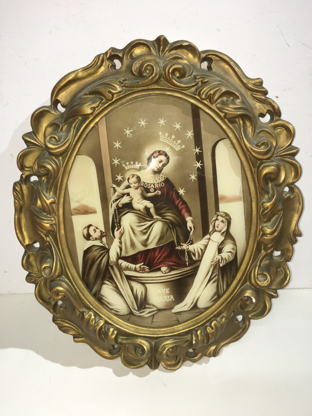 Arte Popolare Devozionale   Madonna Del Rosario   Pompei   Quadro Luminoso A Colori