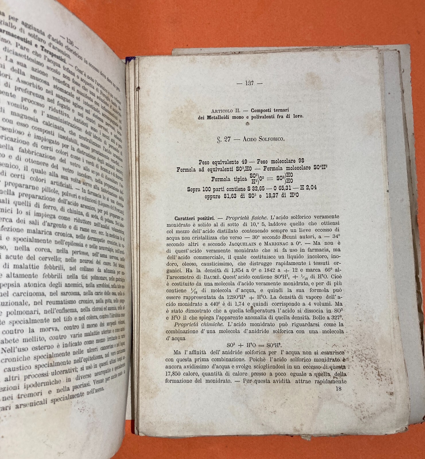 Chimica Farmaceutica, Sofisticazioni E Metalloidi. Antica Edizione, D. Vitali, Piacenza