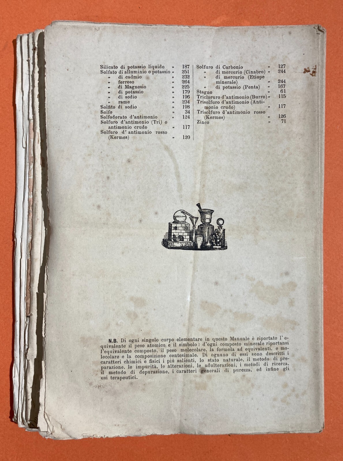 Chimica Farmaceutica, Sofisticazioni E Metalloidi. Antica Edizione, D. Vitali, Piacenza