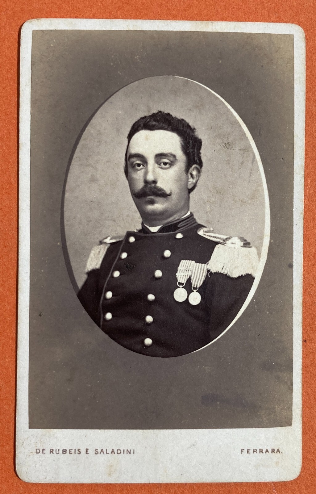 Fotografia Antica Da Collezione: Ferrara, De Rubeis E Saladini, Ritratto Militare