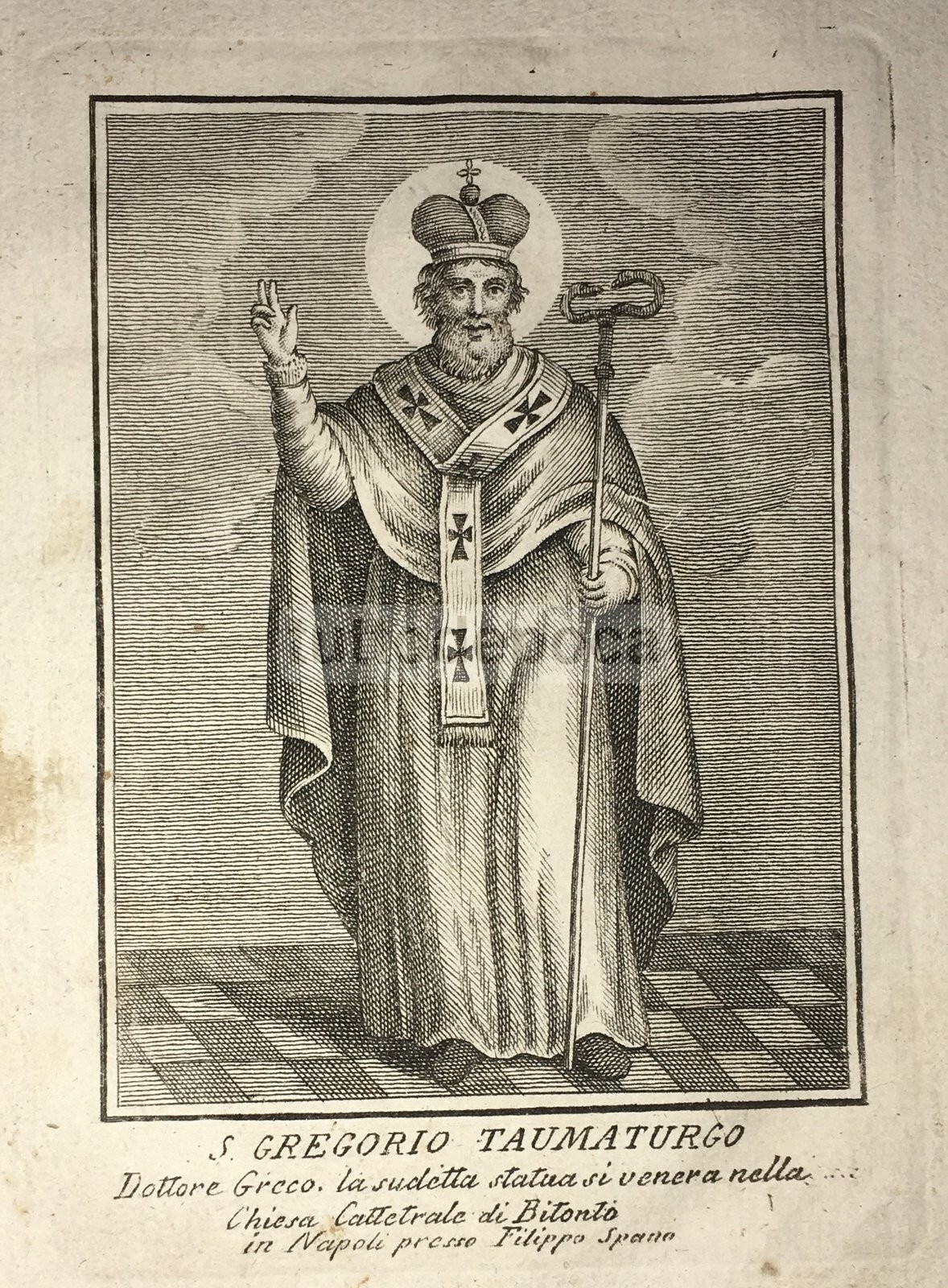 Arte Popolare Devozionale: San Gregorio Taumaturgo (Bitonto). Incisione Di Filippo Spano