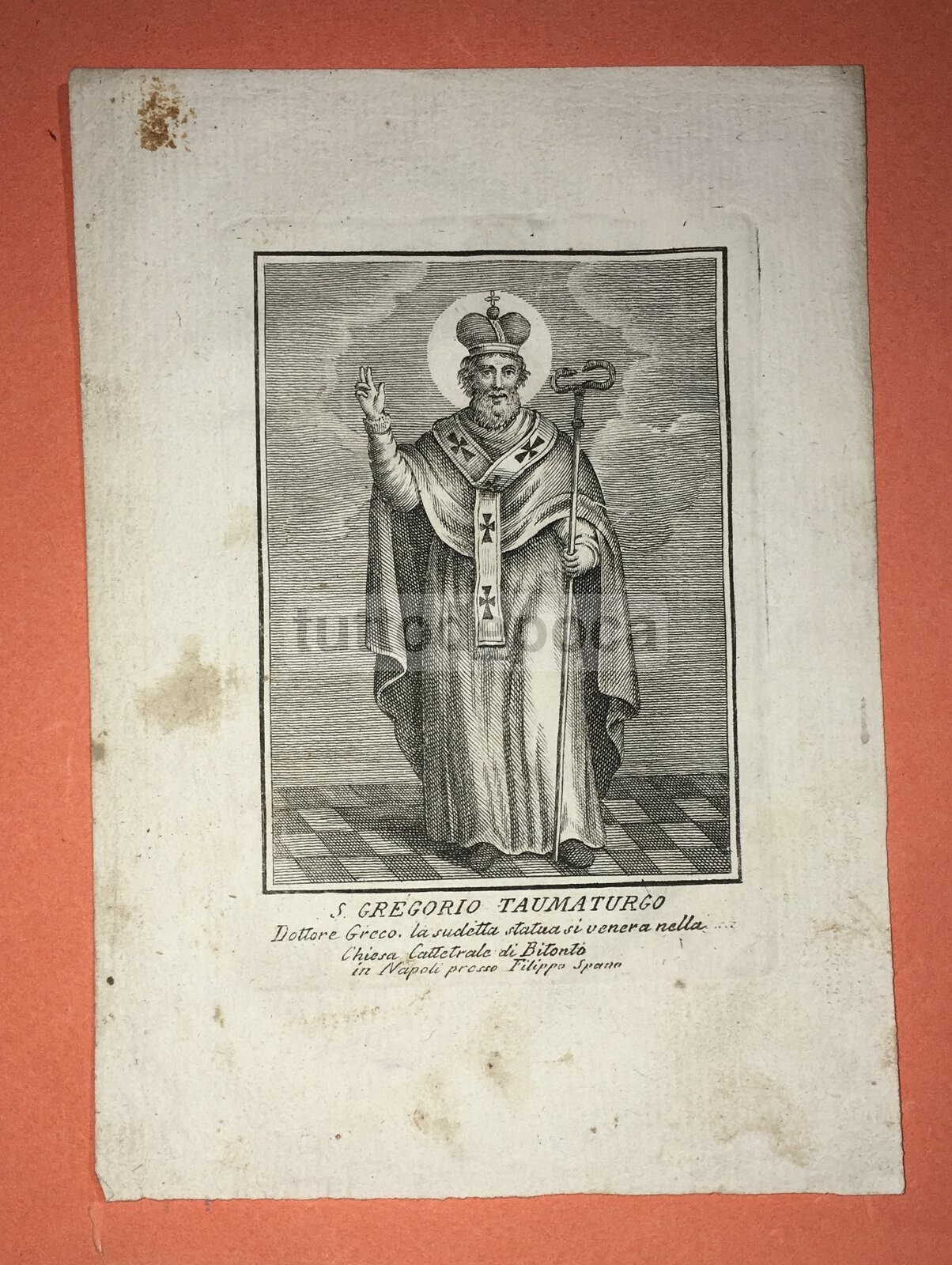 Arte Popolare Devozionale: San Gregorio Taumaturgo (Bitonto). Incisione Di Filippo Spano