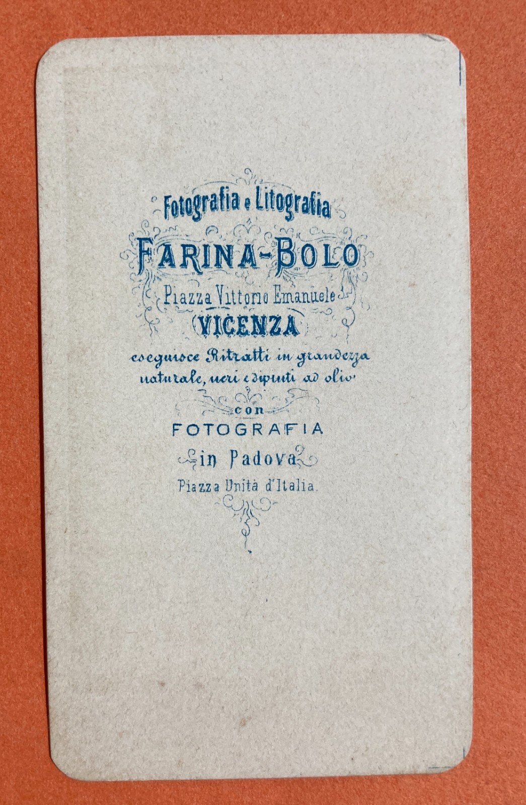 Militaria: Antico Ritratto, Fotografia Originale, Vicenza Padova, Farina E Bolo