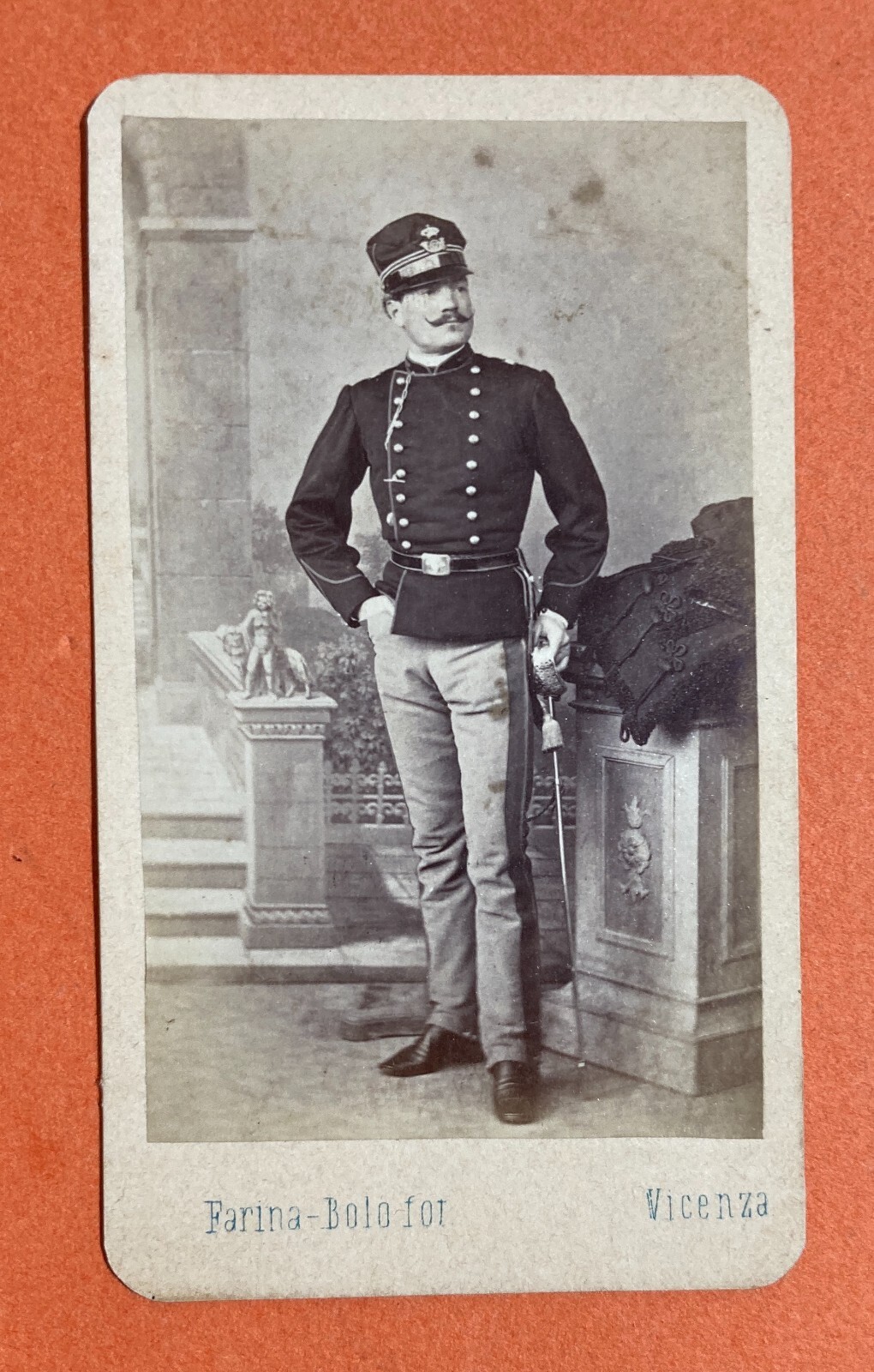 Militaria: Antico Ritratto, Fotografia Originale, Vicenza Padova, Farina E Bolo