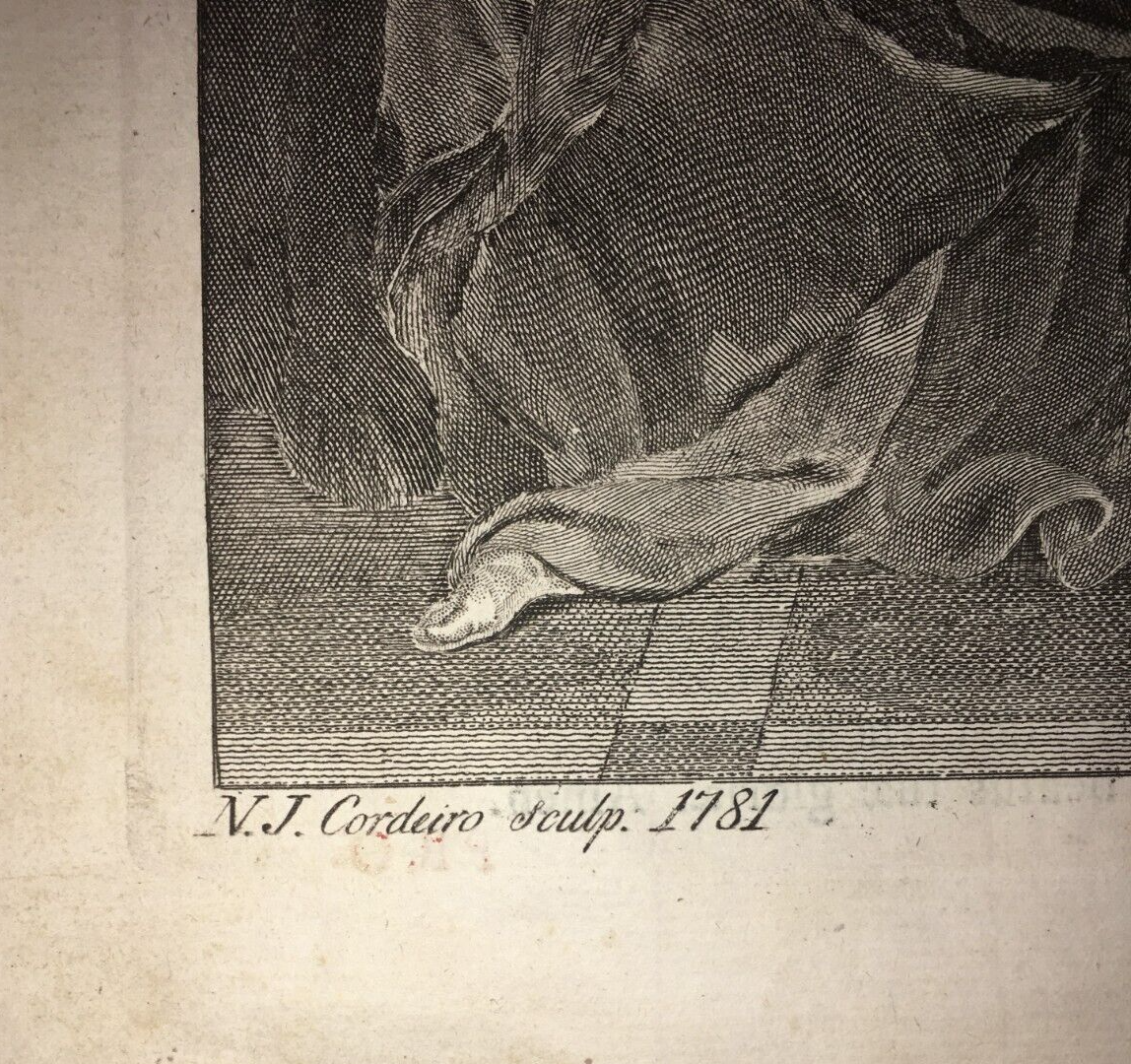 Arte Devozionale: Annunciazione. Antica Incisione Originale Di N. J. Cordeiro, 1781