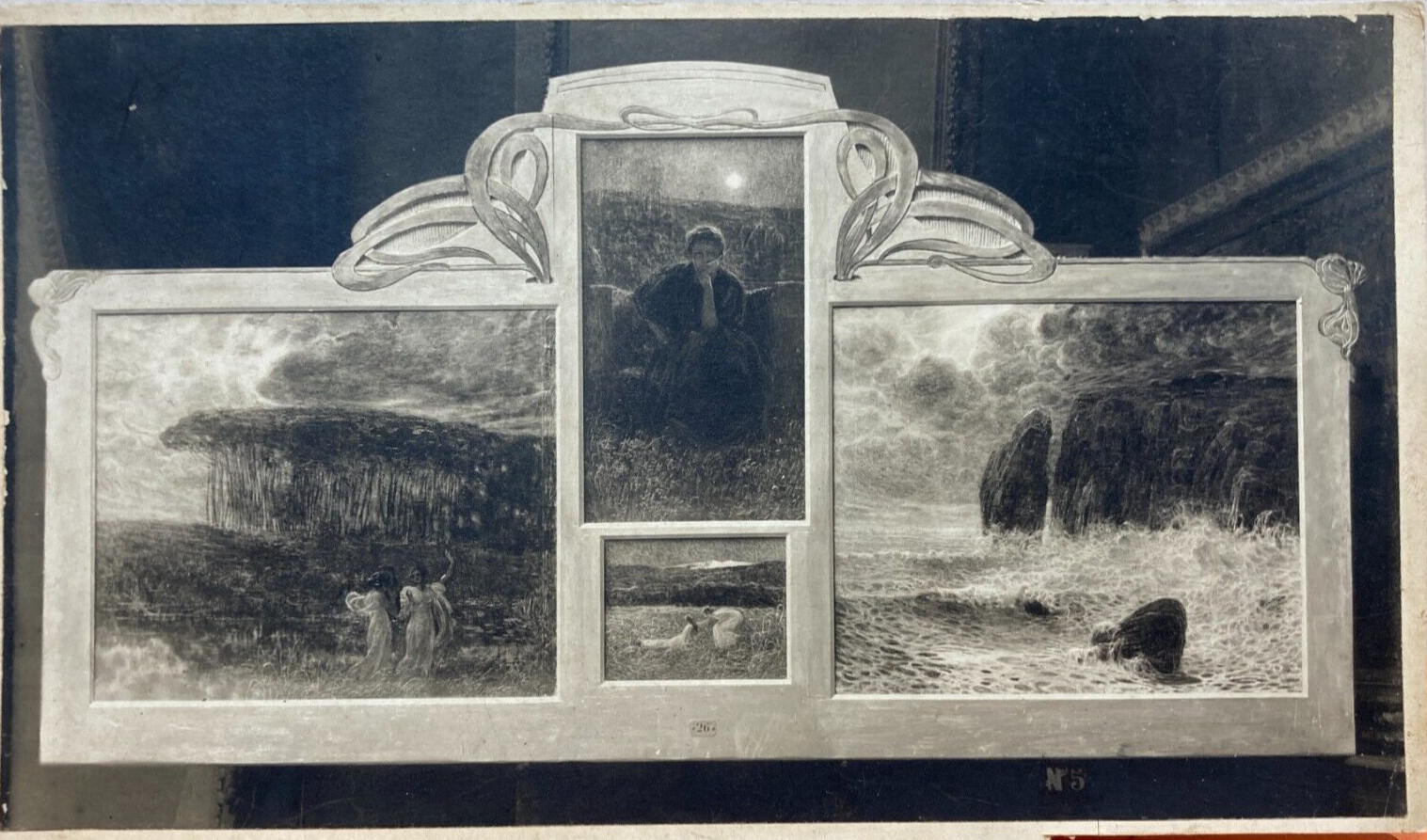 Plinio Nomellini, Sinfonia Della Luna. Antica Fotografia Del Polittico