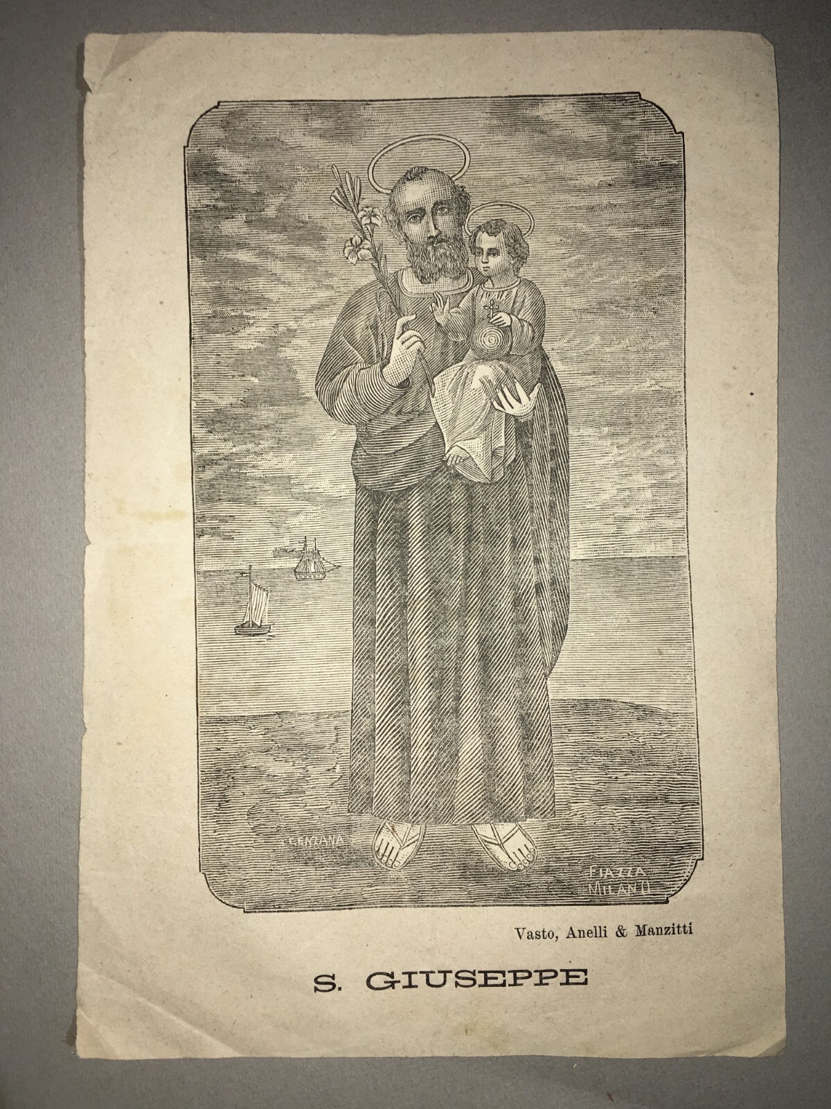 Abruzzo, Vasto. Antica Stampa Popolare Devozionale Di San Giuseppe. Edizioni Anelli E Manzitti.