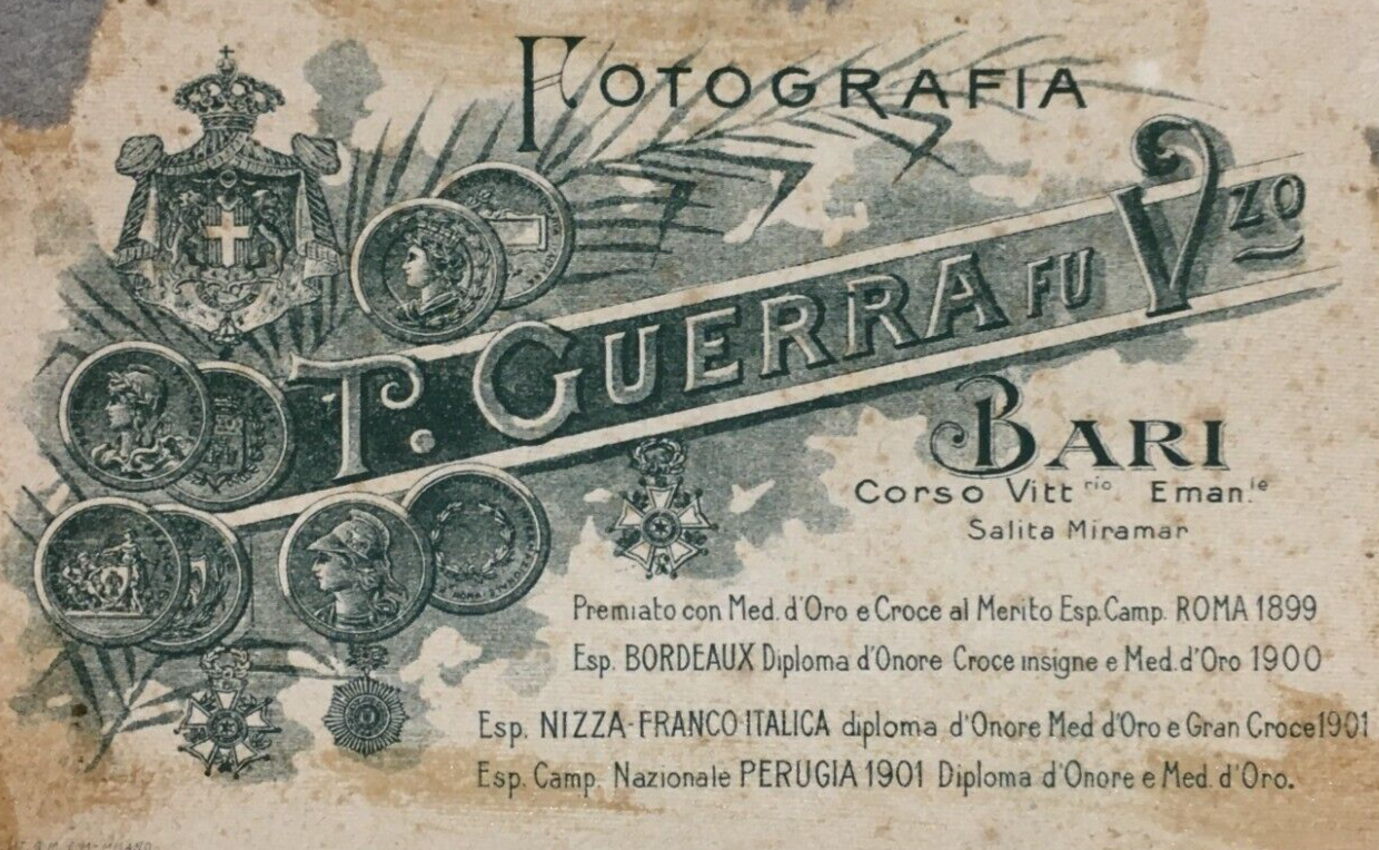 Puglia, Bari   Antica Fotografia   Fotografo Guerra   Rarità d'Epoca   Araldica