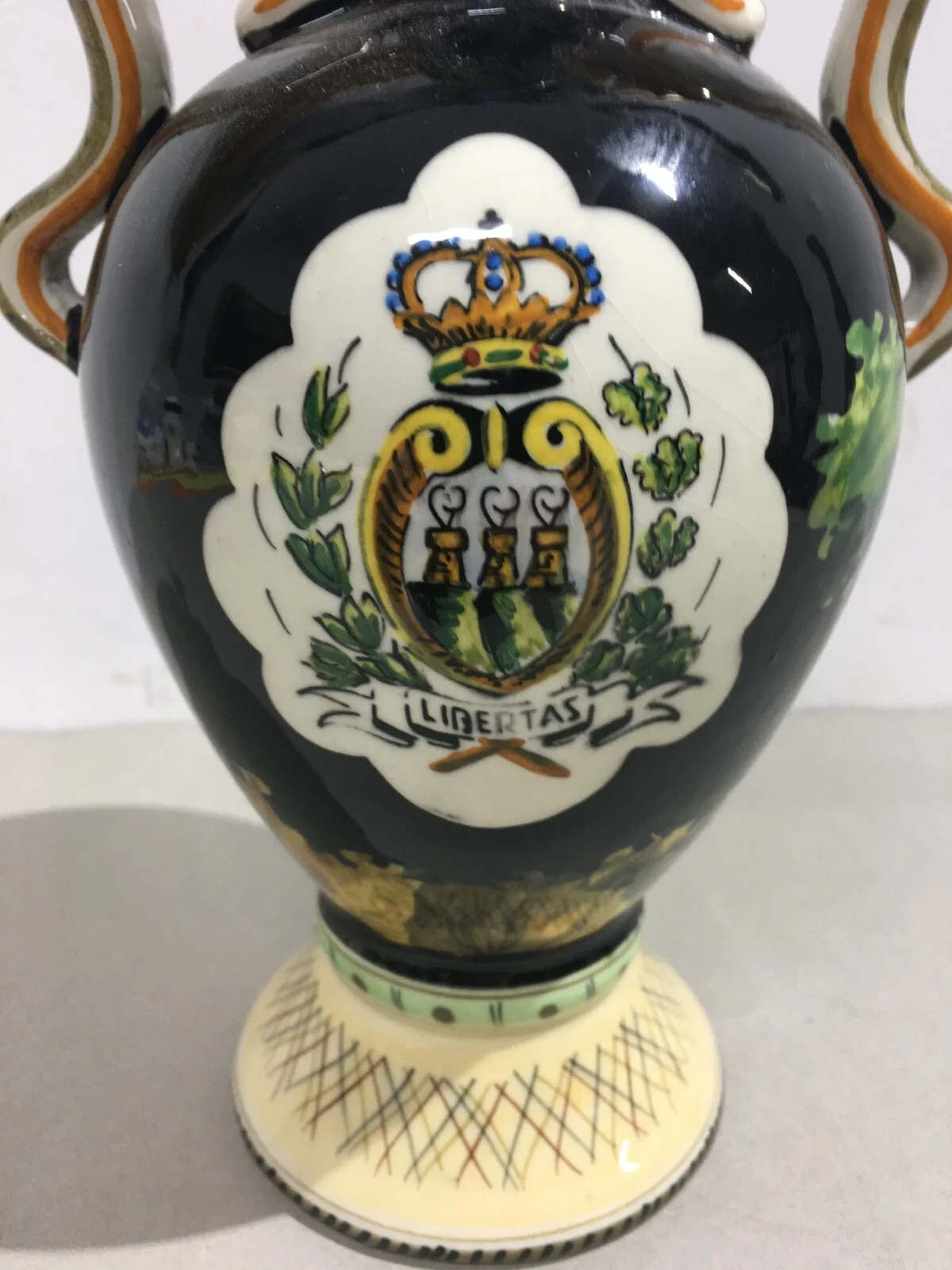 Decorated Bottle in Marmaca Ceramic, San Marino