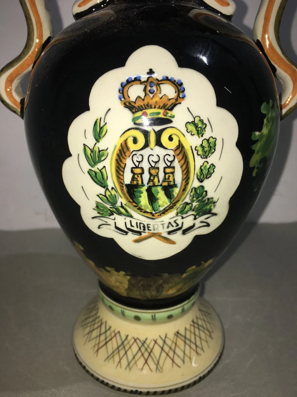 Decorated Bottle in Marmaca Ceramic, San Marino