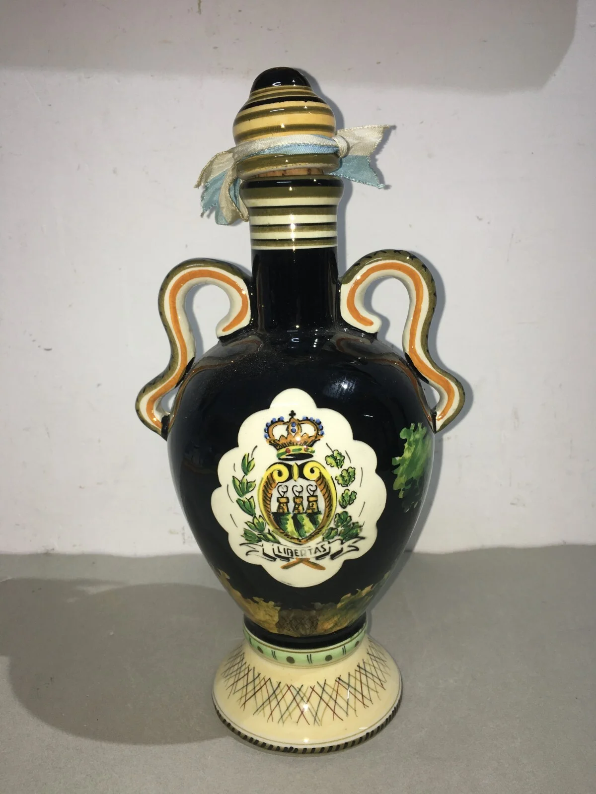 Decorated Bottle in Marmaca Ceramic, San Marino