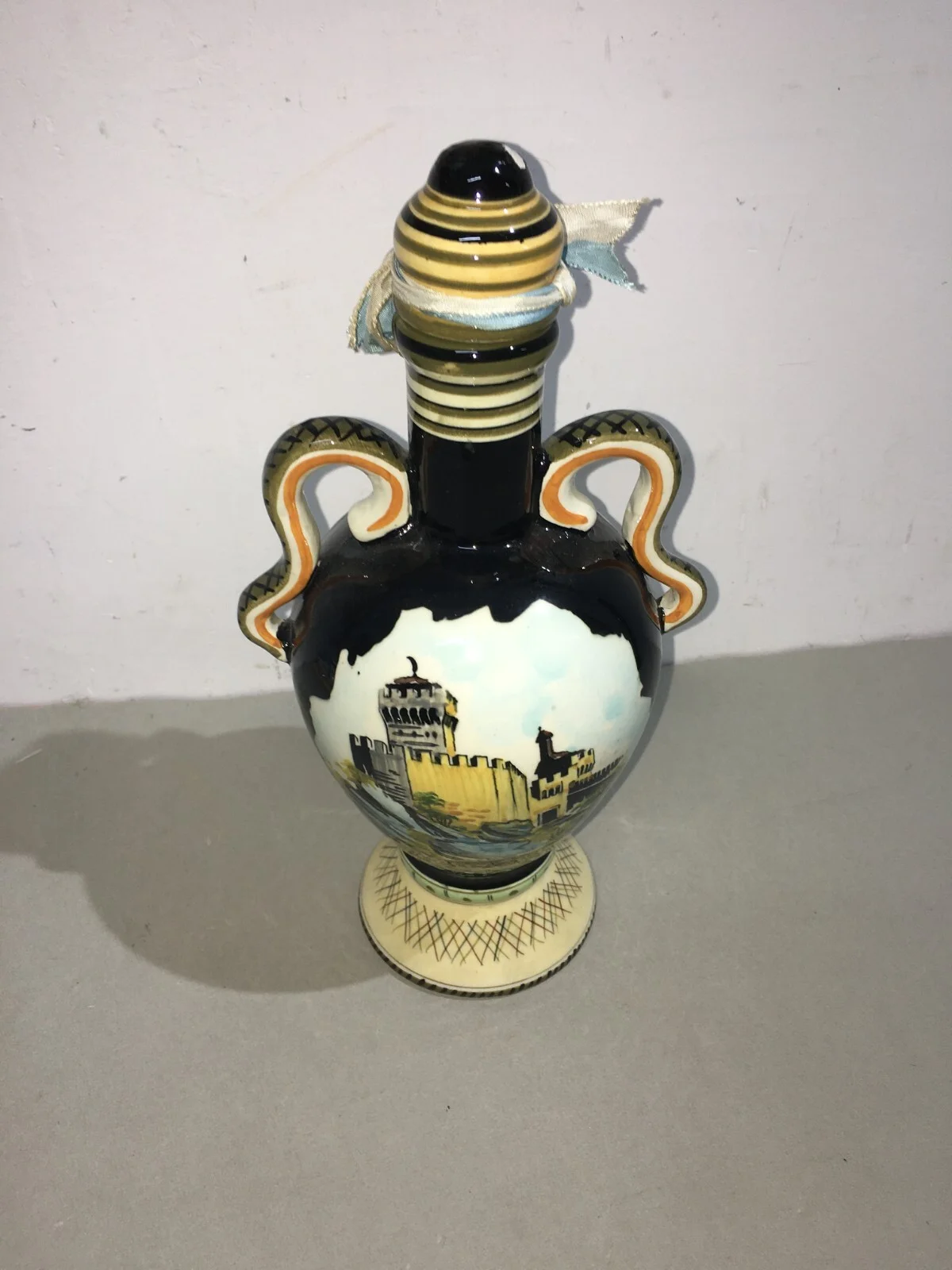 Decorated Bottle in Marmaca Ceramic, San Marino