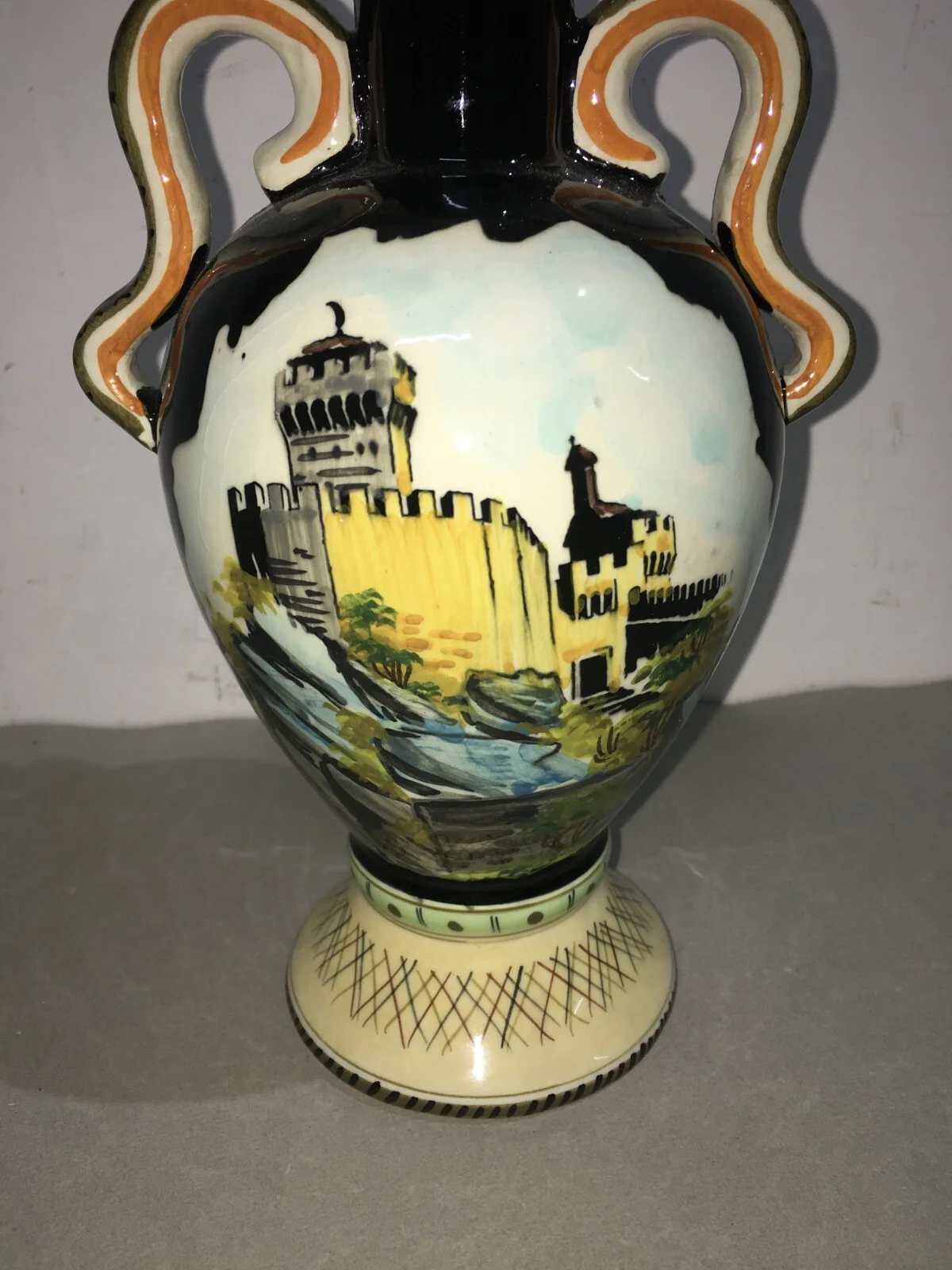 Decorated Bottle in Marmaca Ceramic, San Marino