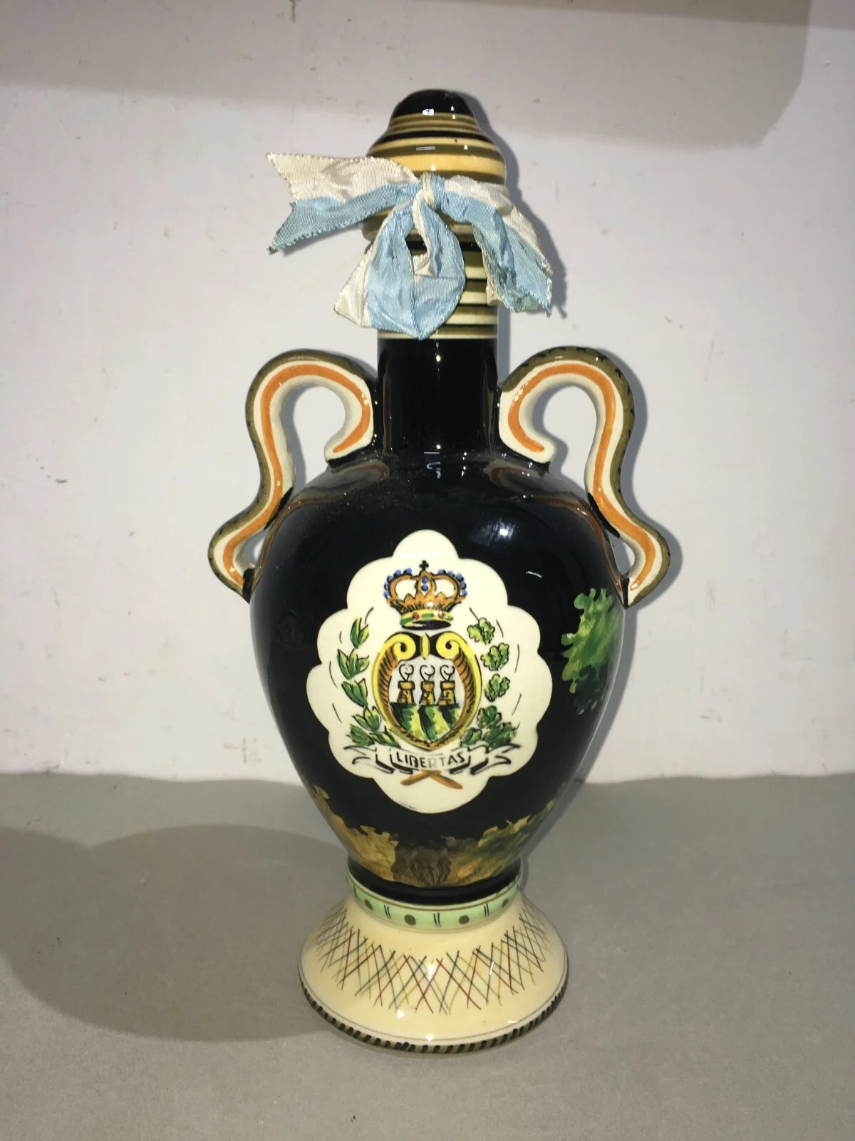 Decorated Bottle in Marmaca Ceramic, San Marino