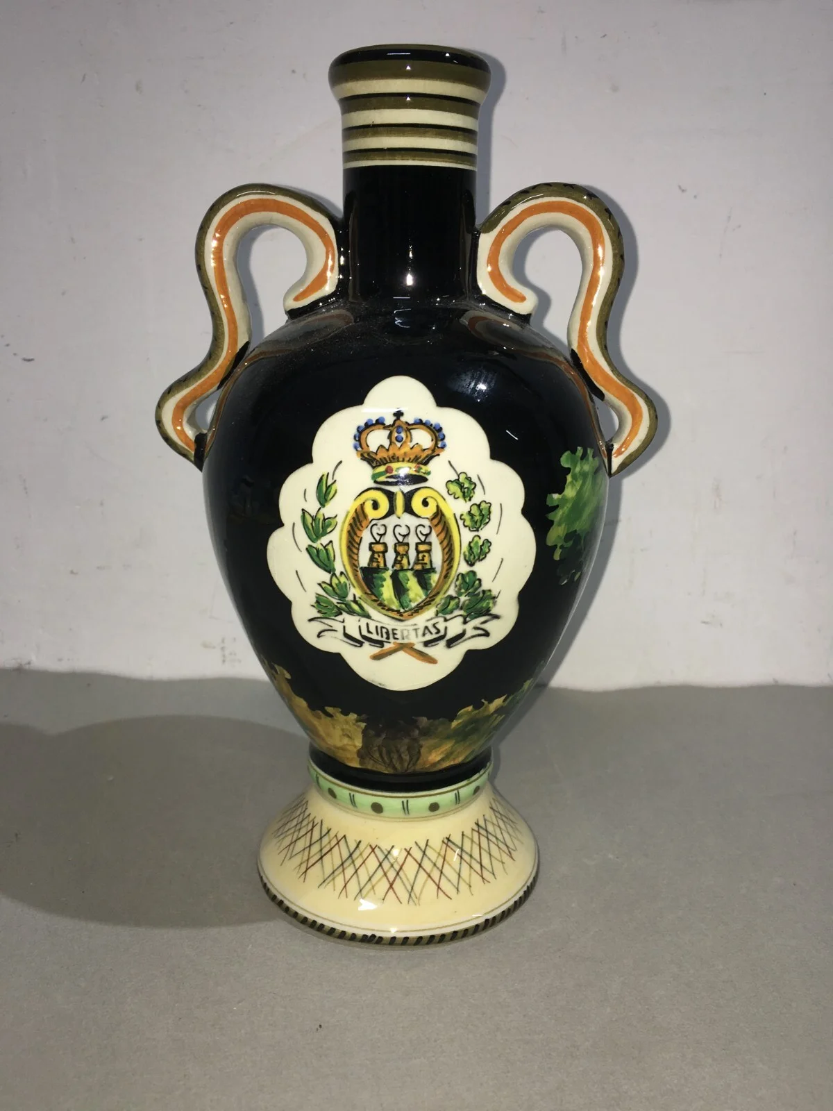 Decorated Bottle in Marmaca Ceramic, San Marino