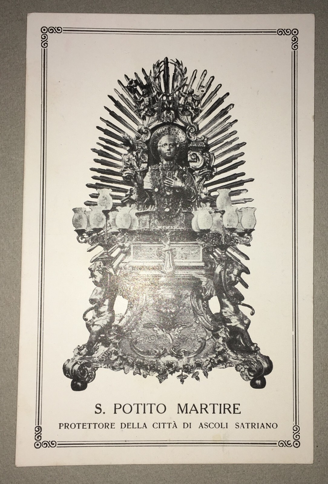 Puglia, Ascoli Satriano: Immagine Devozionale Di San Potito, Cartolina Di Leno   Fiorenza