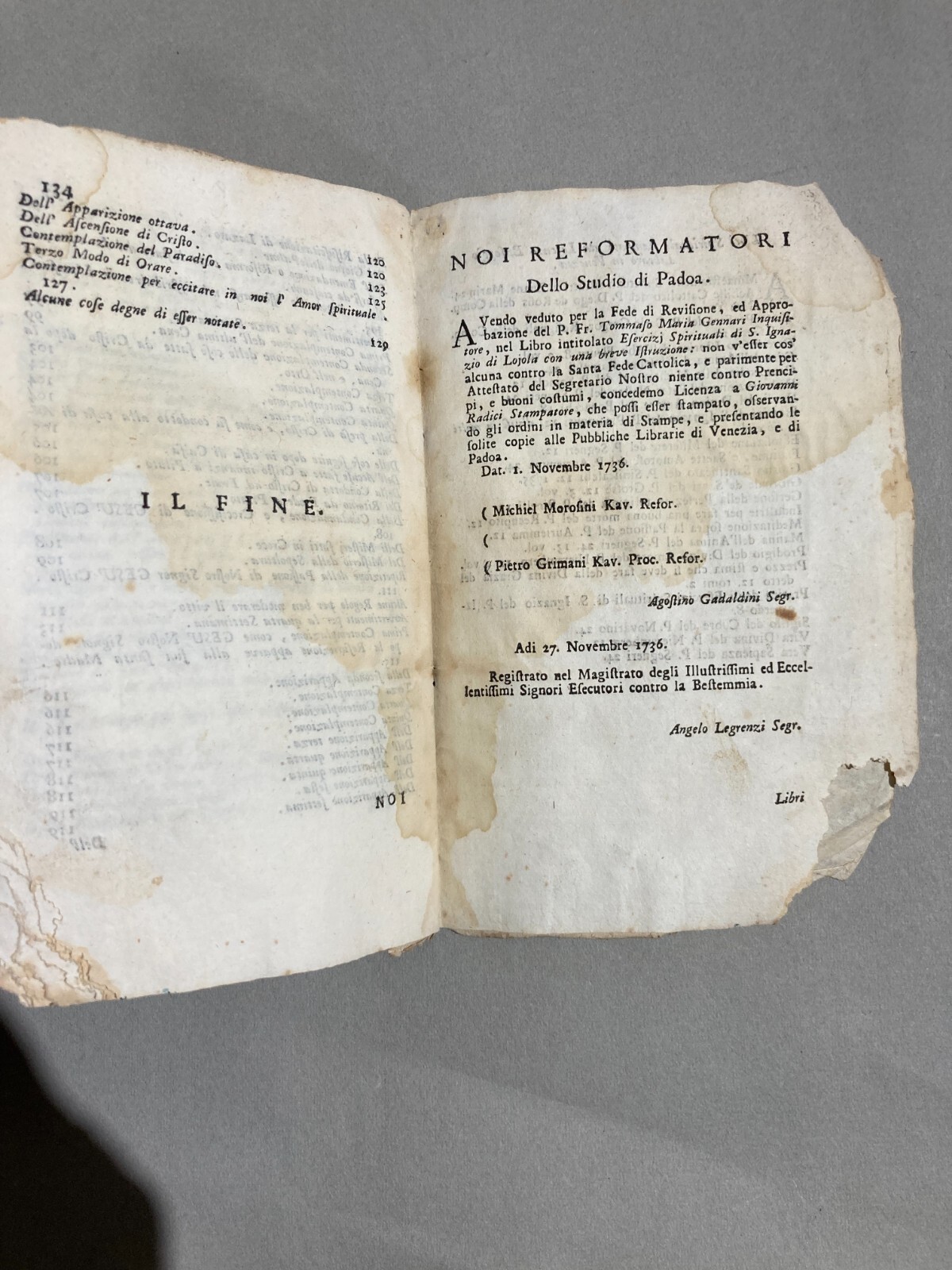Esercizi Spirituali Di S. Ignazio Di Lojola, Venezia, G. Radici, 1737