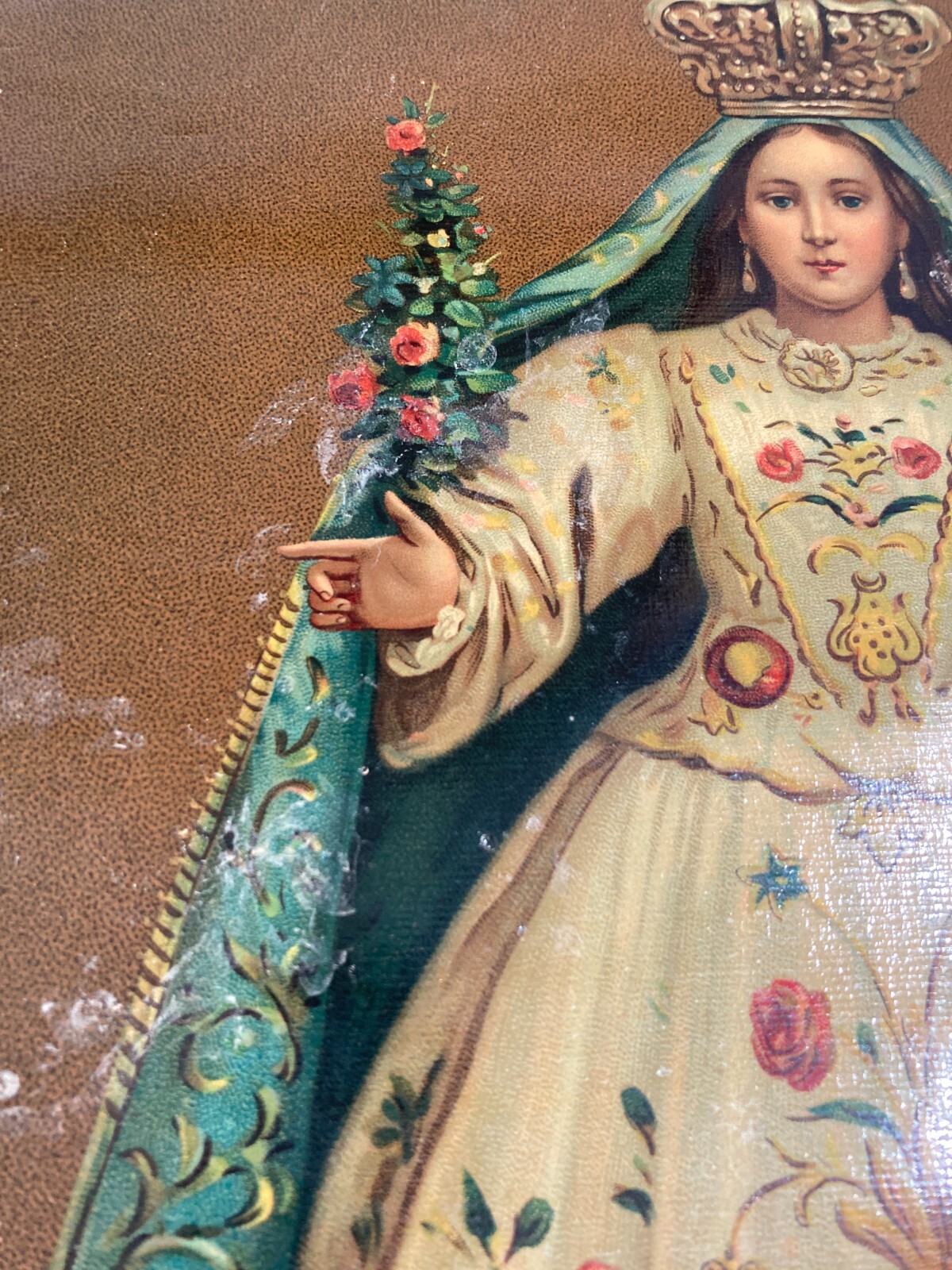 Stampa Popolare Devozionale: Madonna Di Canneto, Settefrati. Cromolitografia Antica.