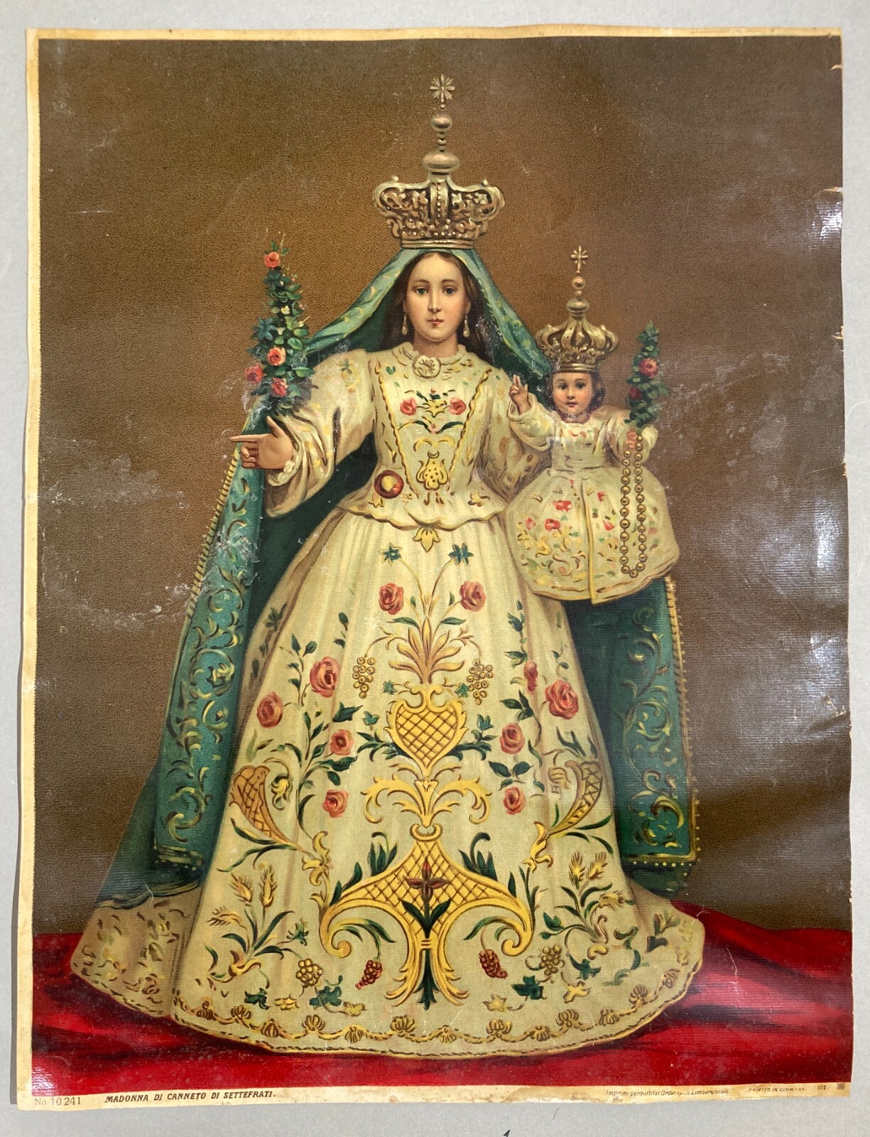Stampa Popolare Devozionale: Madonna Di Canneto, Settefrati. Cromolitografia Antica.