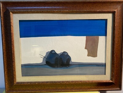 Cabras: Figure Sedute, Dipinto A Olio Su Tela, 1977
