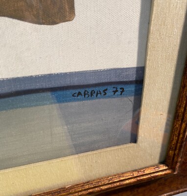 Cabras: Figure Sedute, Dipinto A Olio Su Tela, 1977