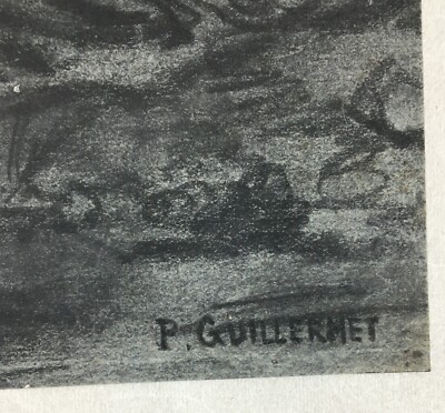 Veduta Paesaggistica Notturna Con Figure E Impiccagioni, Artista Simbolista P. Guillermet