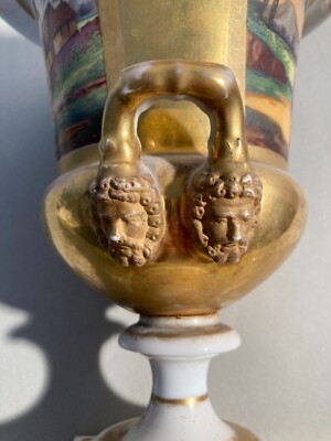 Antico Pregevole Soprammobile: Vaso Con Artistici Dipinti, Neoclassico Dorato, '800