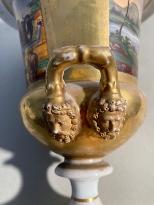 Antico Pregevole Soprammobile: Vaso Con Artistici Dipinti, Neoclassico Dorato, '800