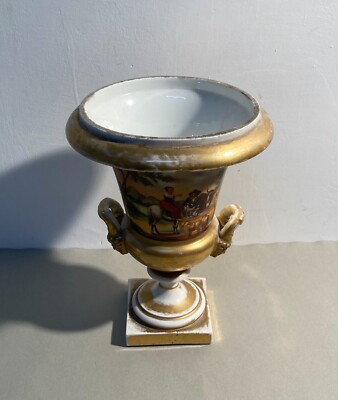 Antico Pregevole Soprammobile: Vaso Con Artistici Dipinti, Neoclassico Dorato, '800