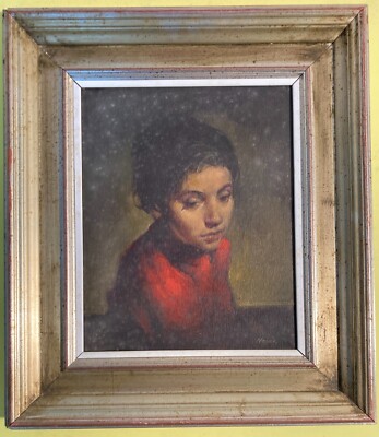 Arte Del '900 Puglia Bari Artista Nosek Ritratto Di Giovinetta Olio Su Tela '900