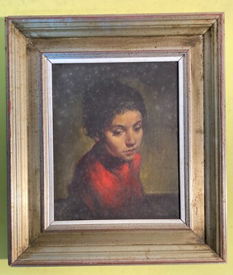 Arte Del '900 Puglia Bari Artista Nosek Ritratto Di Giovinetta Olio Su Tela '900