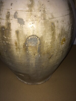Ceramica Popolare Tradizionale: Anfora Smaltata Bianca Da Collezione Decorativa
