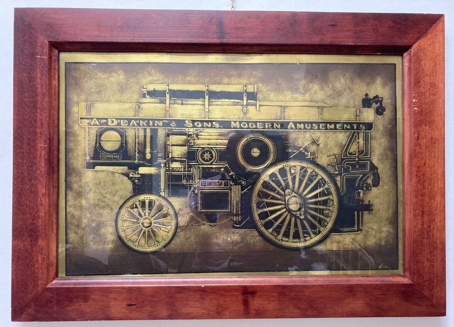 Locomozione, Trasporti, Antica Carrozza Deakin & Sons. Grande Pannello Pubblicitario Firmato