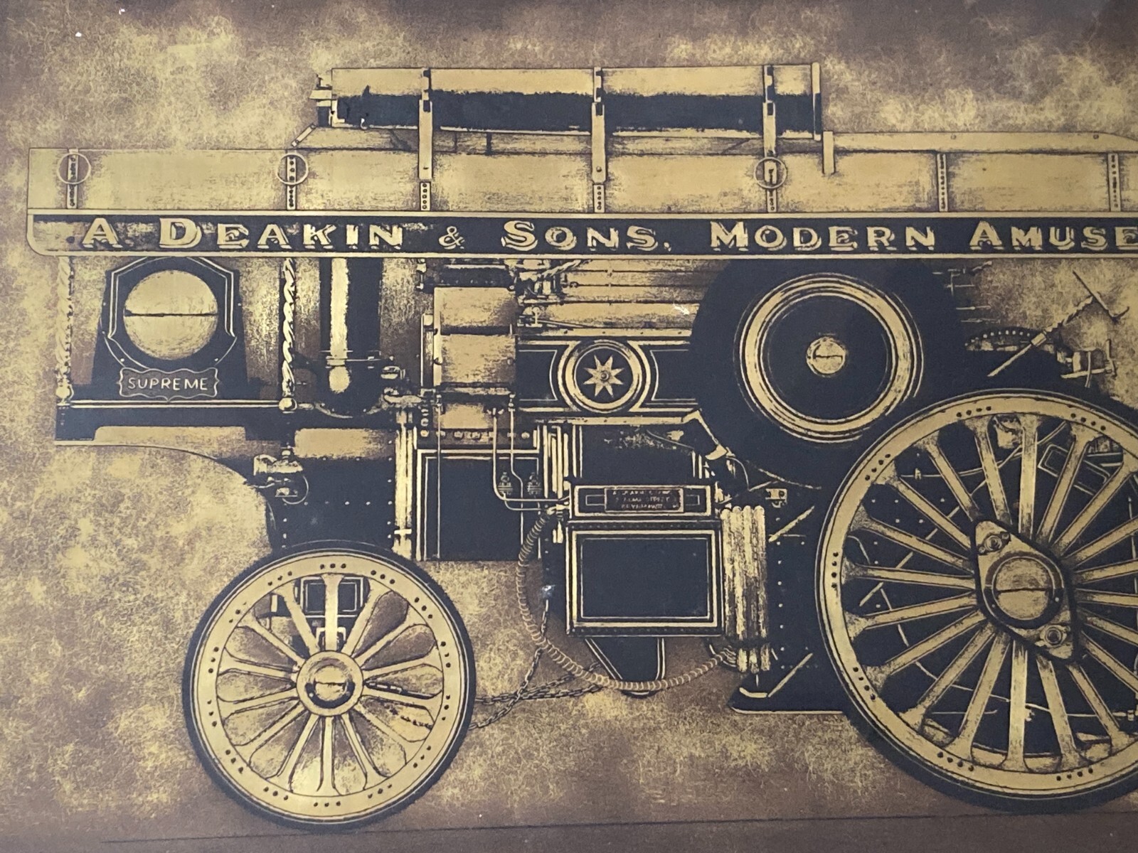 Locomozione, Trasporti, Antica Carrozza Deakin & Sons. Grande Pannello Pubblicitario Firmato