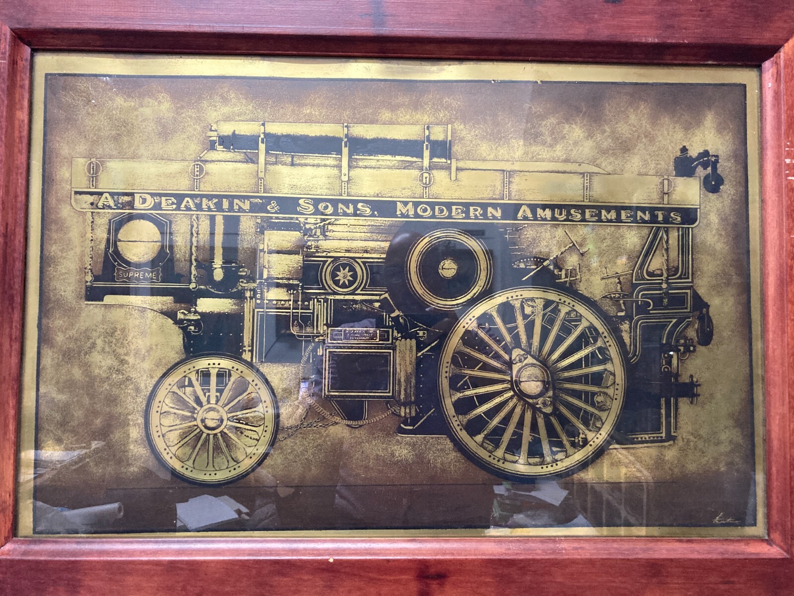 Locomozione, Trasporti, Antica Carrozza Deakin & Sons. Grande Pannello Pubblicitario Firmato