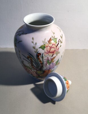 Decorativo Soprammobile: Vaso Con Artistici Decori Floreali E Uccelli